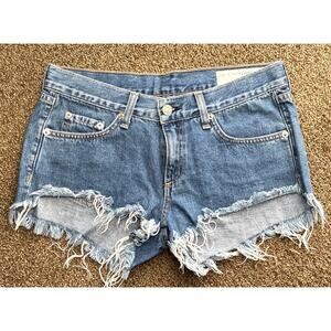 Rag & Bone Mason Blue Denim Frayed Short Hippie Jean shorts Size 24